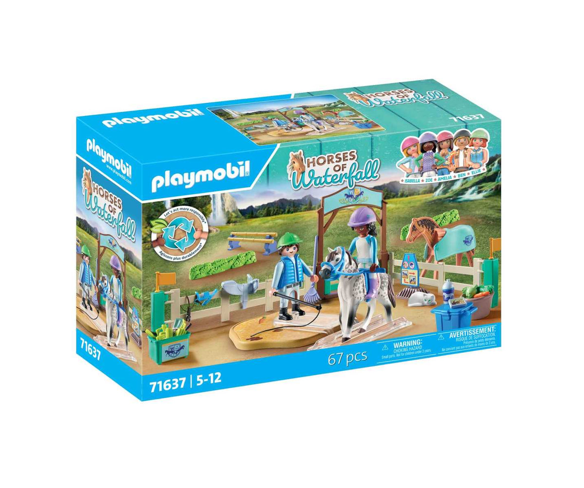 PLAYMOBIL Horses of Waterfall 71637 Moderne Reitschule inklusive beweglicher Longierplatte Pferd + Zubehör 5+