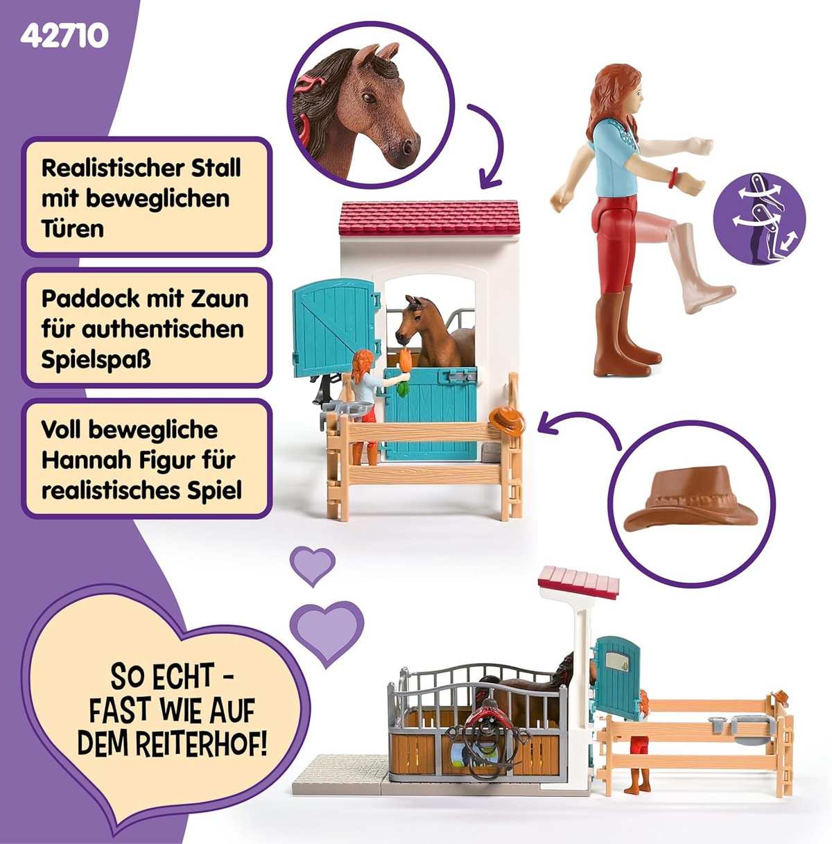 schleich Horse Club Pferdebox mit Hannah & Cayenne 42710 25 Teile 5+