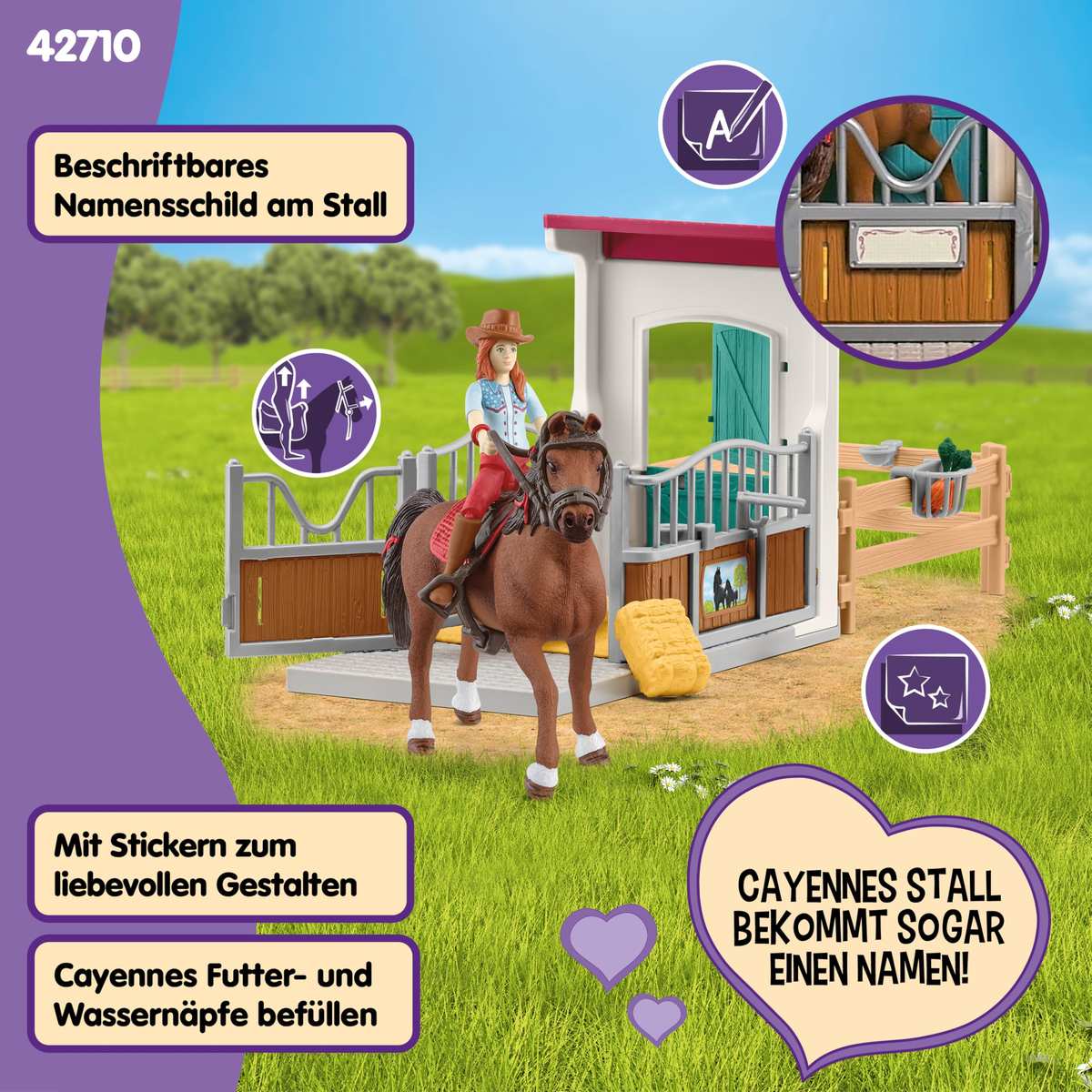 schleich Horse Club Pferdebox mit Hannah & Cayenne 42710 25 Teile 5+