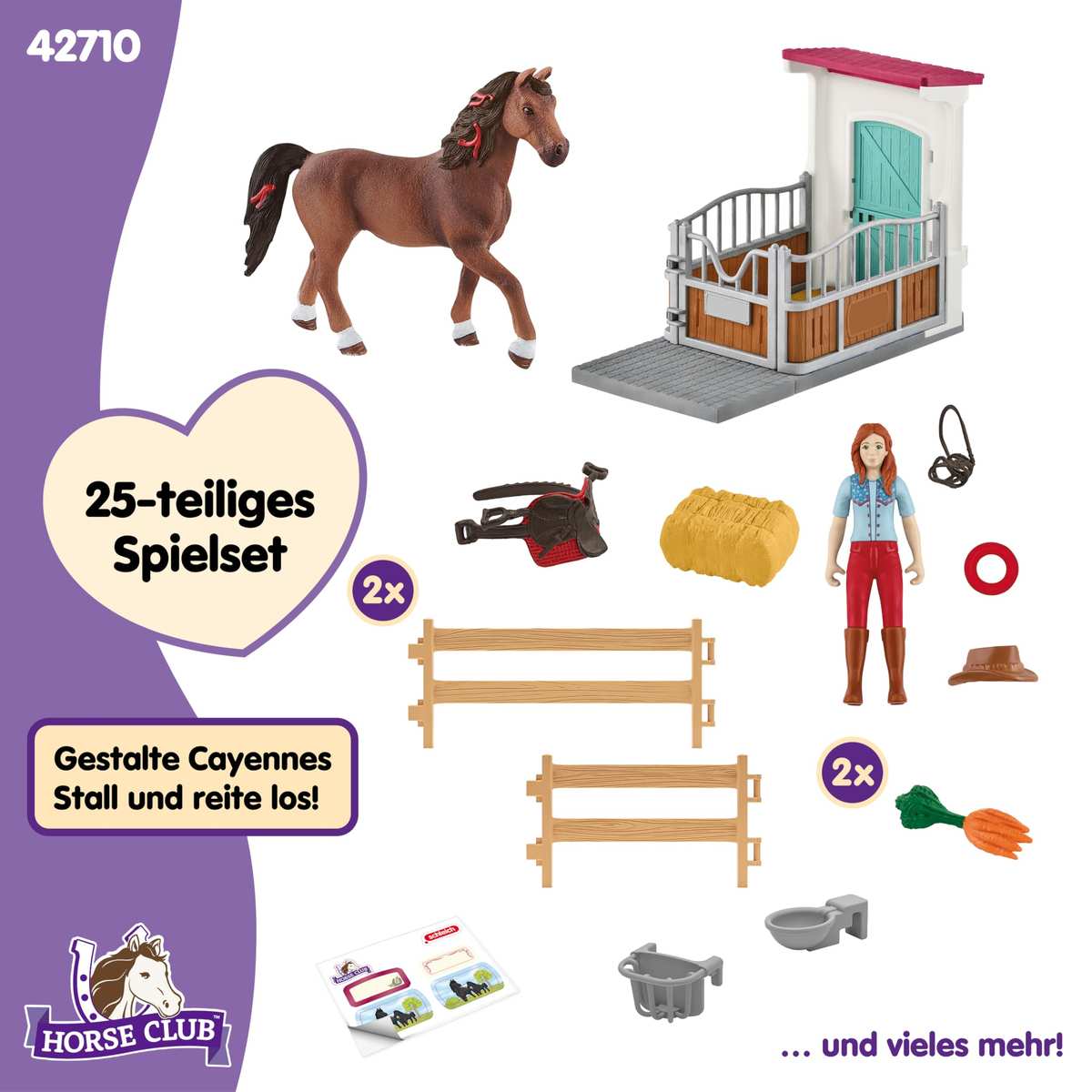 schleich Horse Club Pferdebox mit Hannah & Cayenne 42710 25 Teile 5+