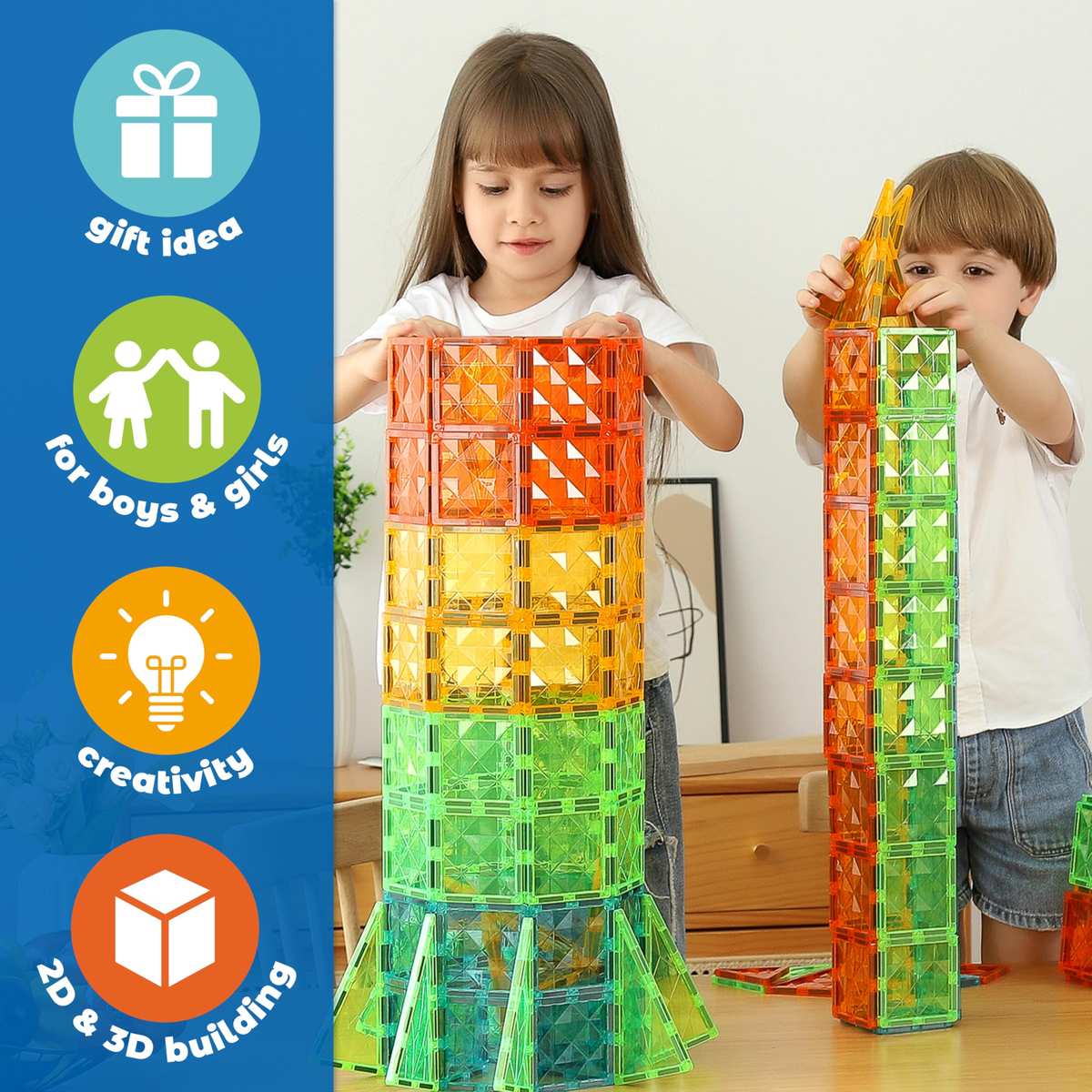 GEOMAG 100 Teile Magnetspiel Fliesen in 4 Formen Montessori Spielzeug 3+ Lernspielzeug
