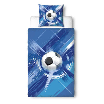 termana Fußball Bettwäsche 135x200 80x80 blau Microfaser angenehm & weich