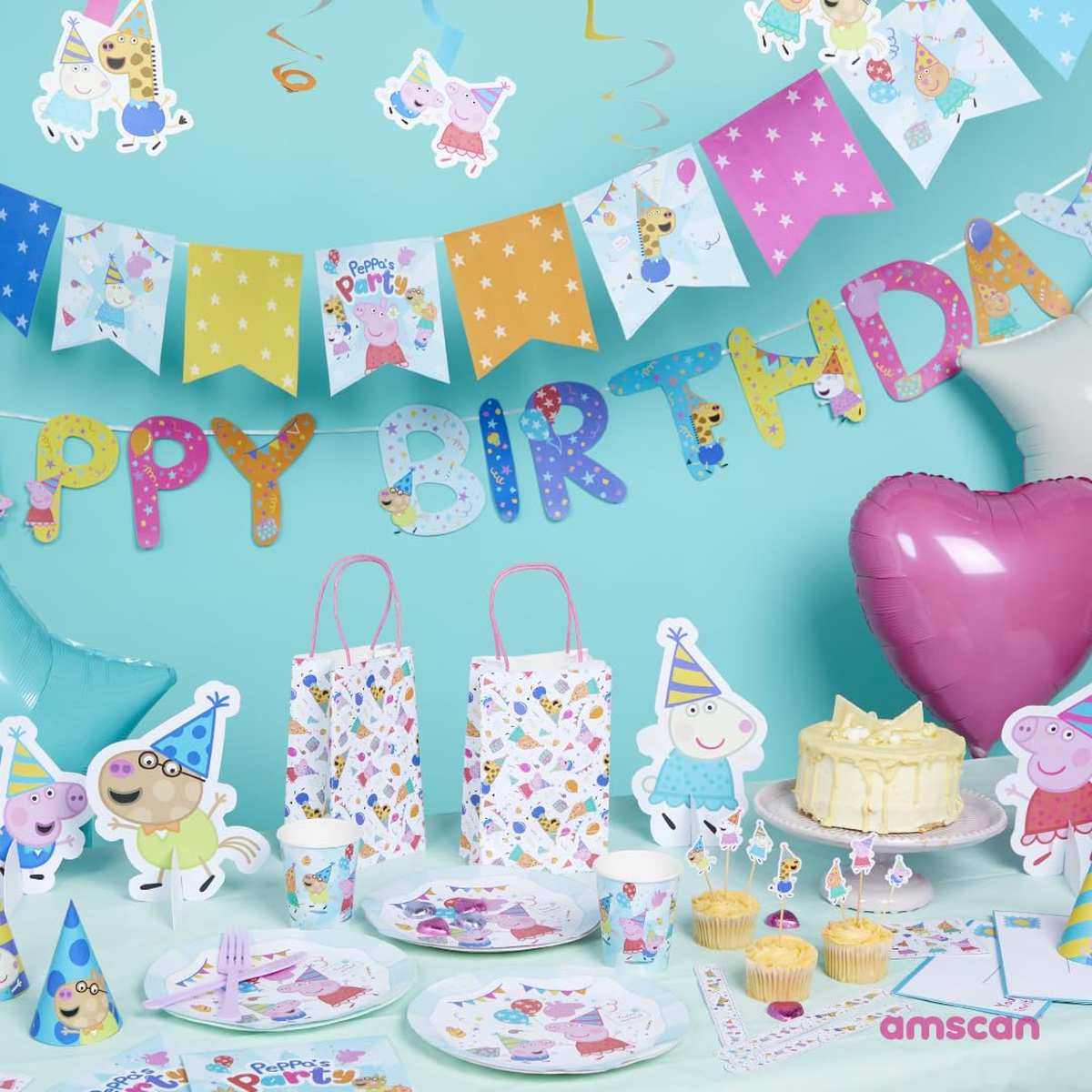 Amscan 9918344 – Peppa Pig Kids Happy Birthday Brief Banner Party Dekoration – 3,2 m