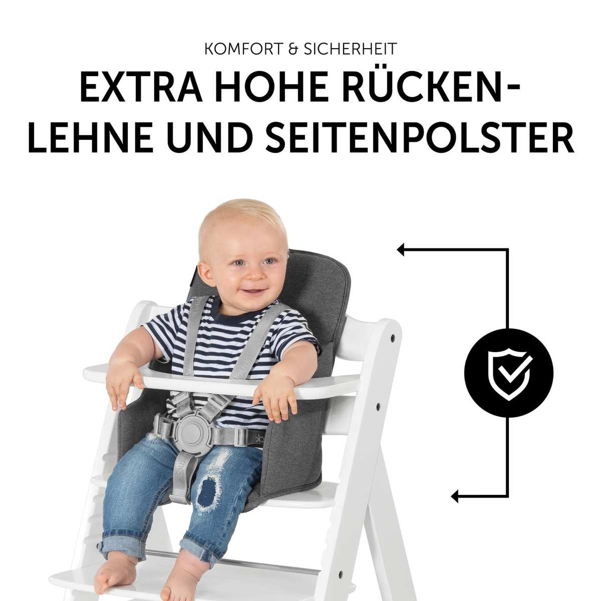 hauck Hochstuhl Sitzauflage für Alpha+, Beta+ & Arketa, Charcoal