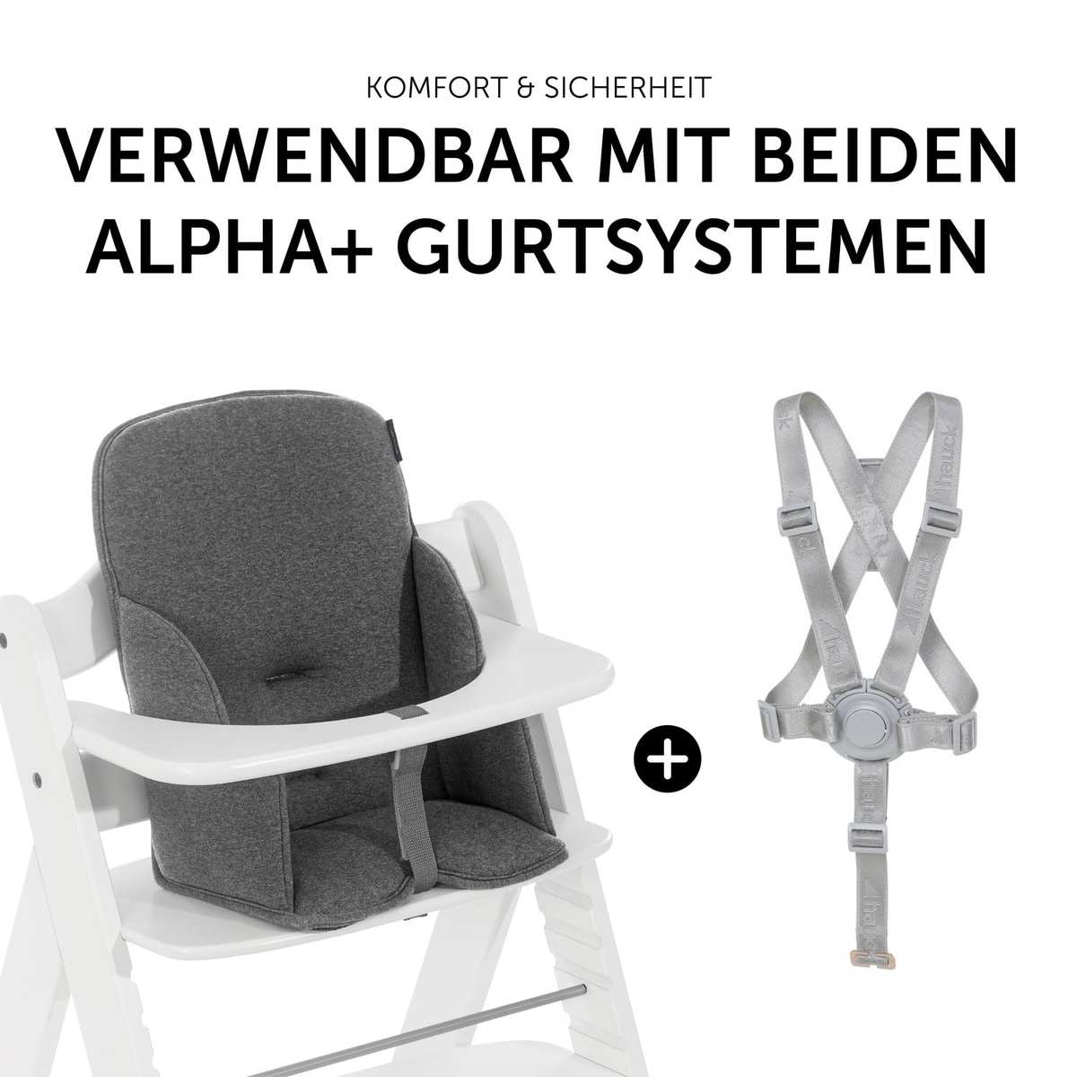 hauck Hochstuhl Sitzauflage für Alpha+, Beta+ & Arketa, Charcoal