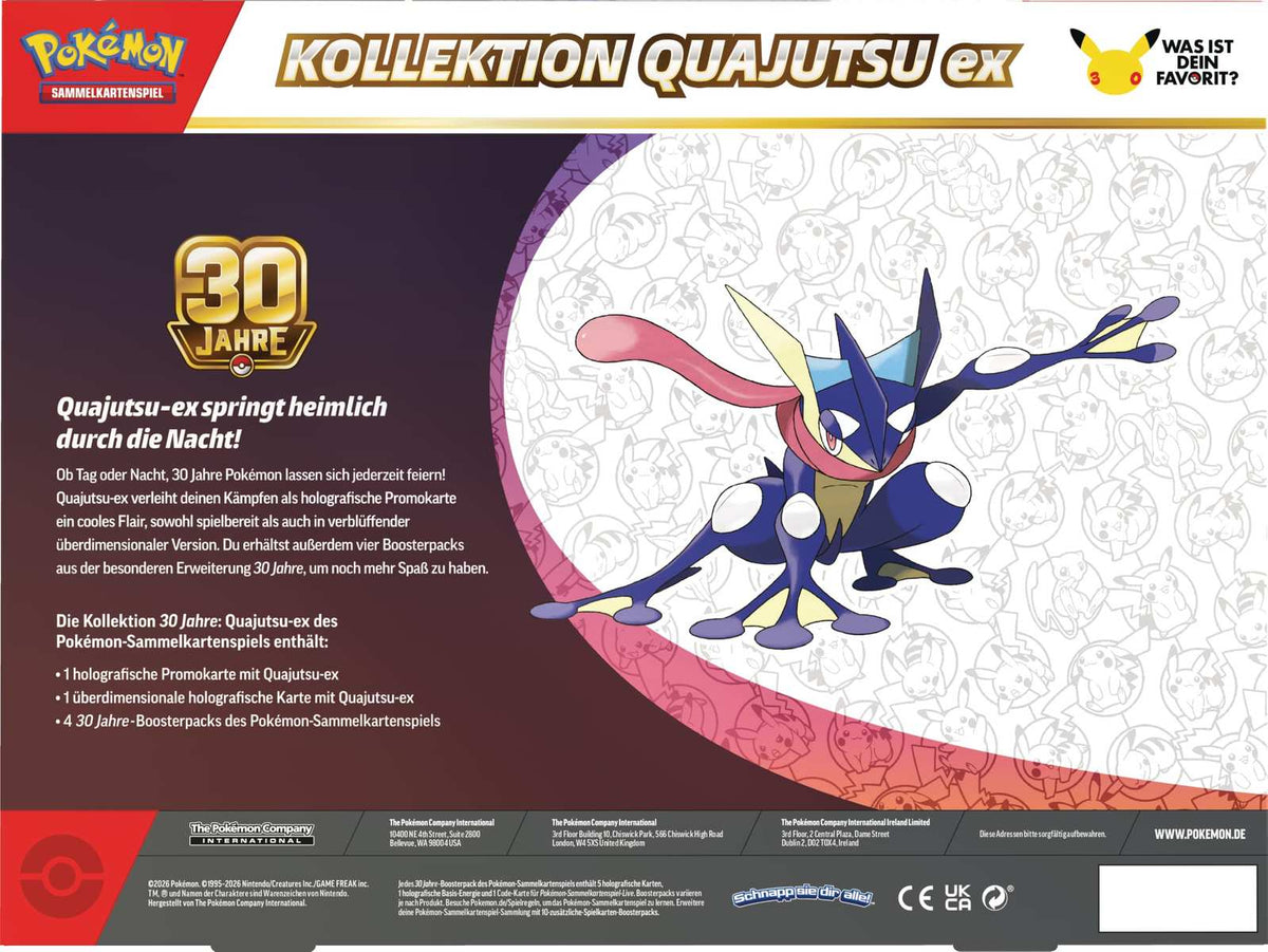 Pokémon 30 Jahre Kollektion Quajutsu-ex Sammelkartenspiel