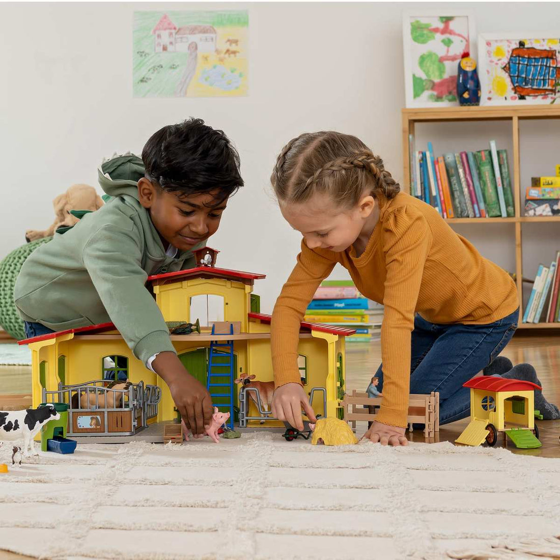 Schleich Farm World 72224 Farm mit Hühnerstall und Pferdebox 123 Teile 3+