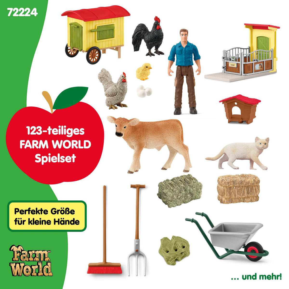 Schleich Farm World 72224 Farm mit Hühnerstall und Pferdebox 123 Teile 3+
