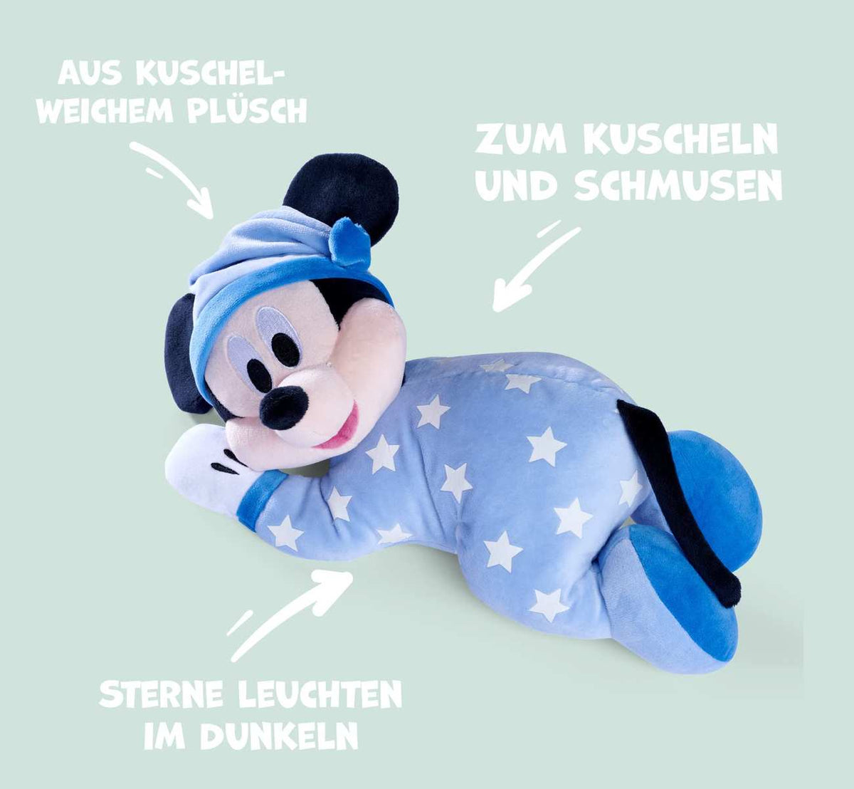 Simba 6315870350 Disney Gute Nacht Mickey Maus 30cm Glow in The Dark Plüsch