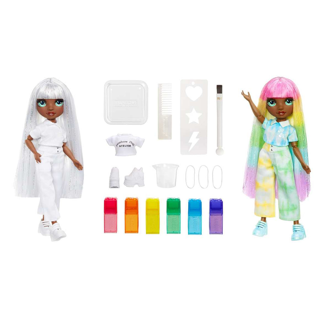Rainbow High Watercolour & Create DIY Modepuppe Grüne Augen Glattes Haar 4+