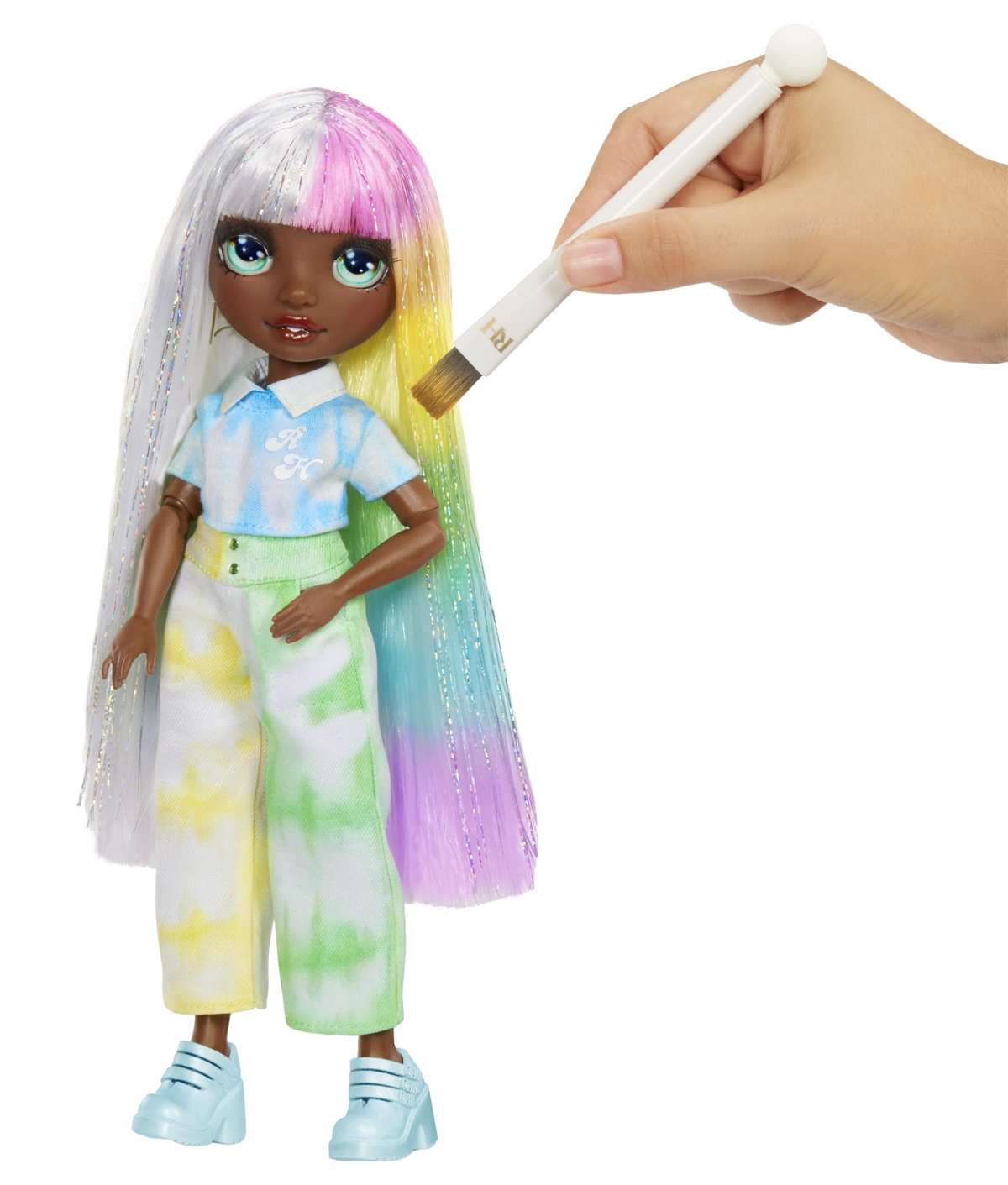 Rainbow High Watercolour & Create DIY Modepuppe Grüne Augen Glattes Haar 4+