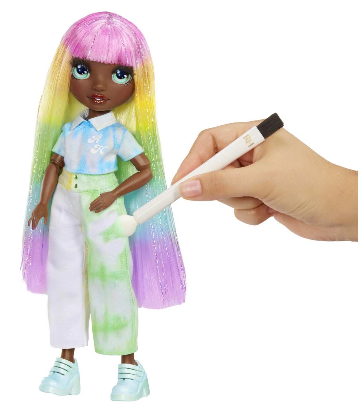 Rainbow High Watercolour & Create DIY Modepuppe Grüne Augen Glattes Haar 4+
