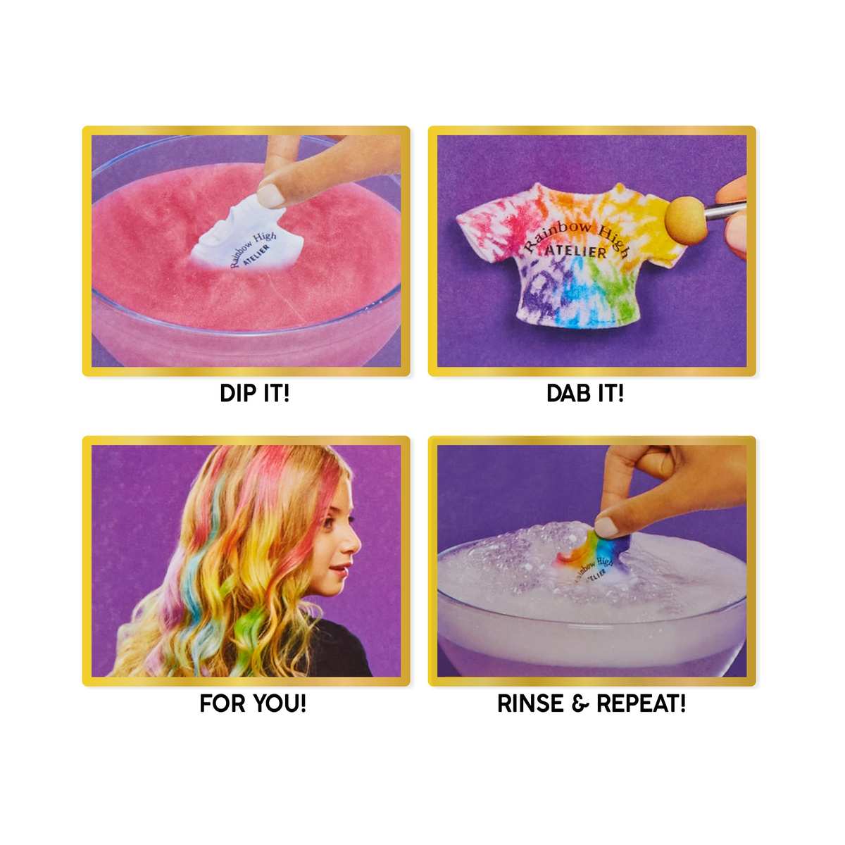 Rainbow High Watercolour & Create DIY Modepuppe Grüne Augen Glattes Haar 4+