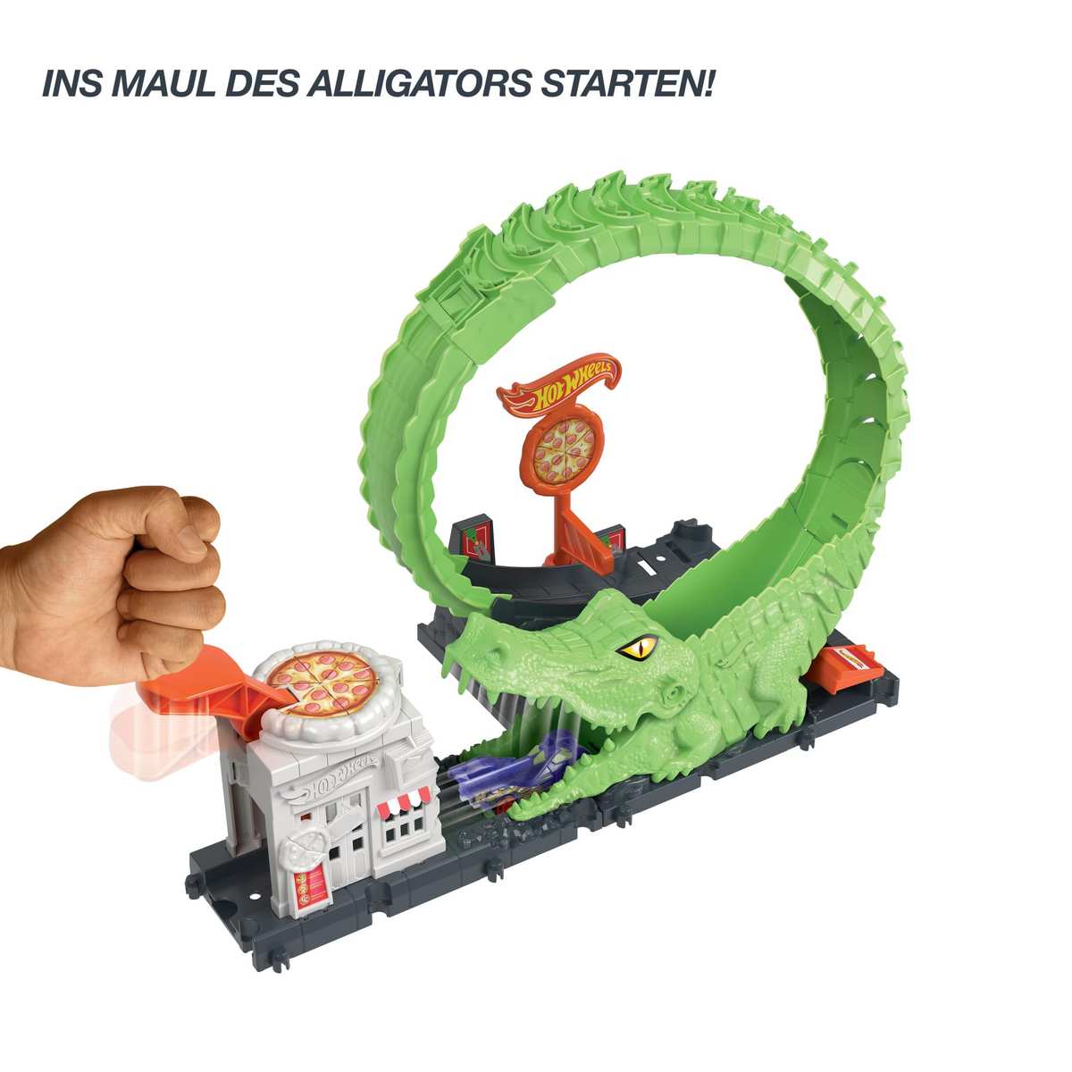 Hot Wheels Spielset Krokodilangriff Rennbahn Looping Spirale Pizzeria 4+ HKX39