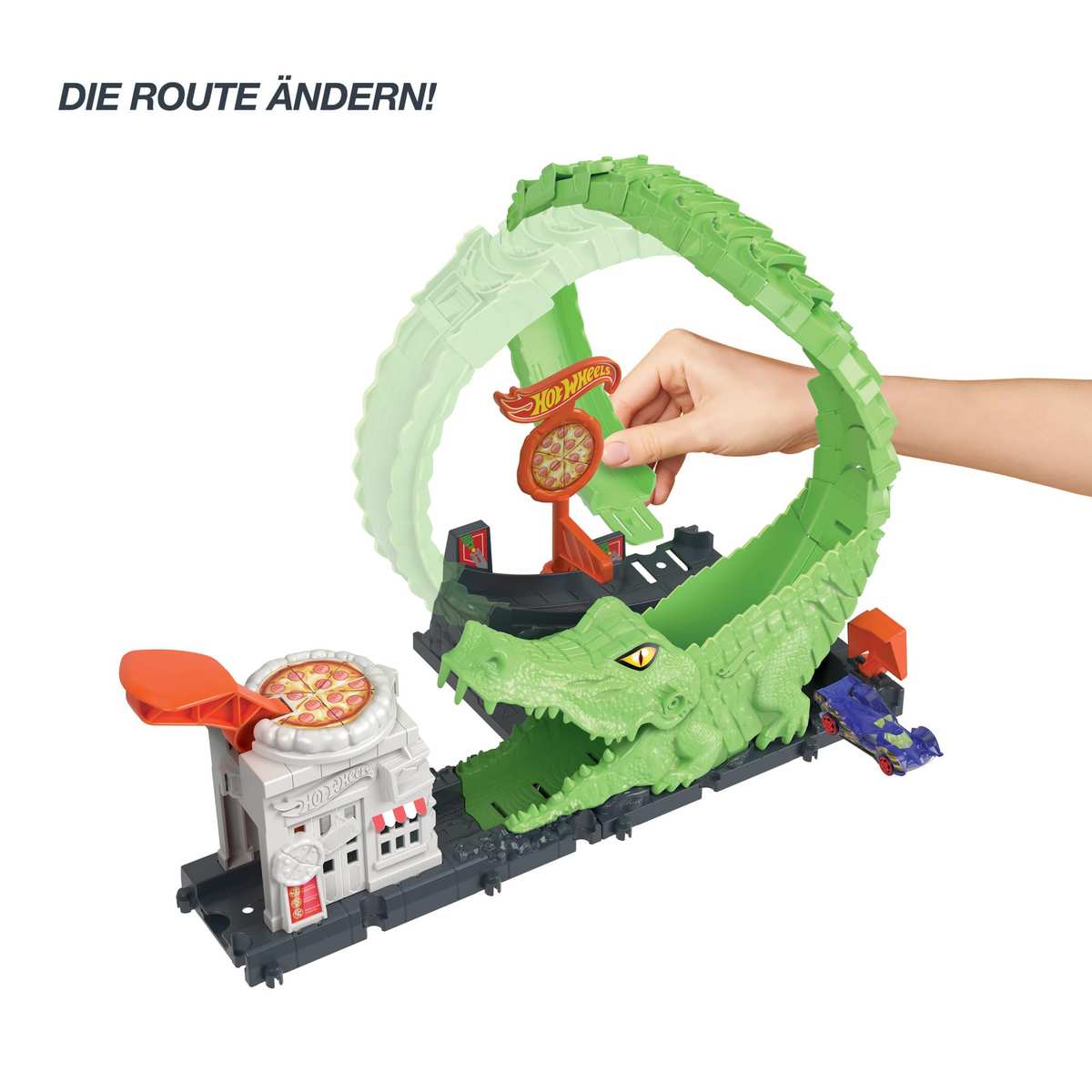 Hot Wheels Spielset Krokodilangriff Rennbahn Looping Spirale Pizzeria 4+ HKX39