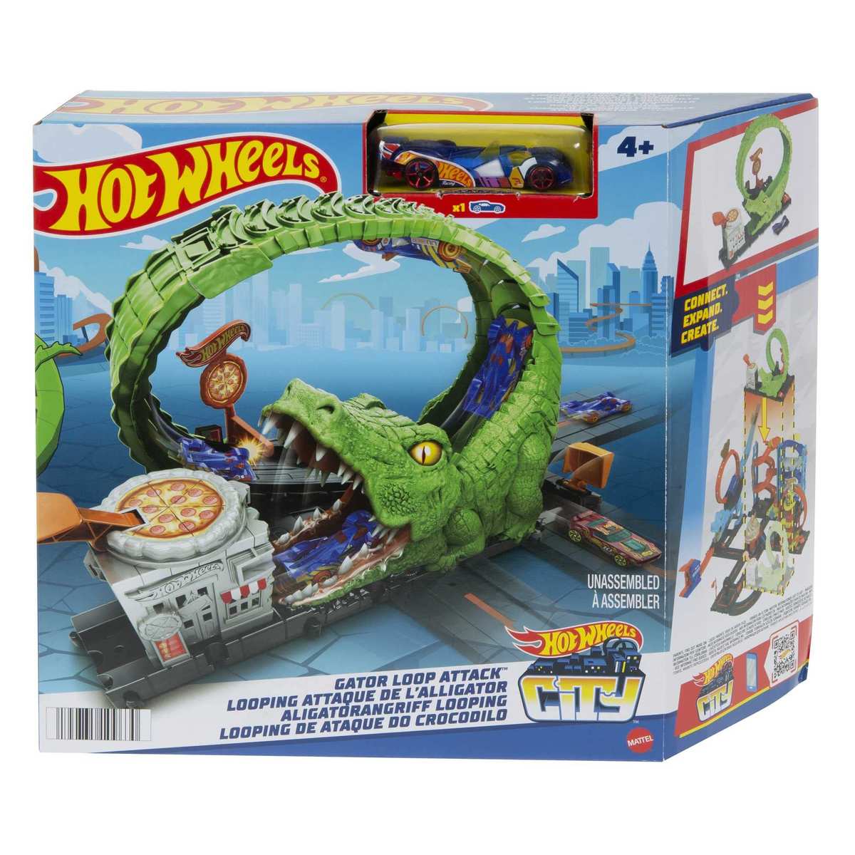 Hot Wheels Spielset Krokodilangriff Rennbahn Looping Spirale Pizzeria 4+ HKX39