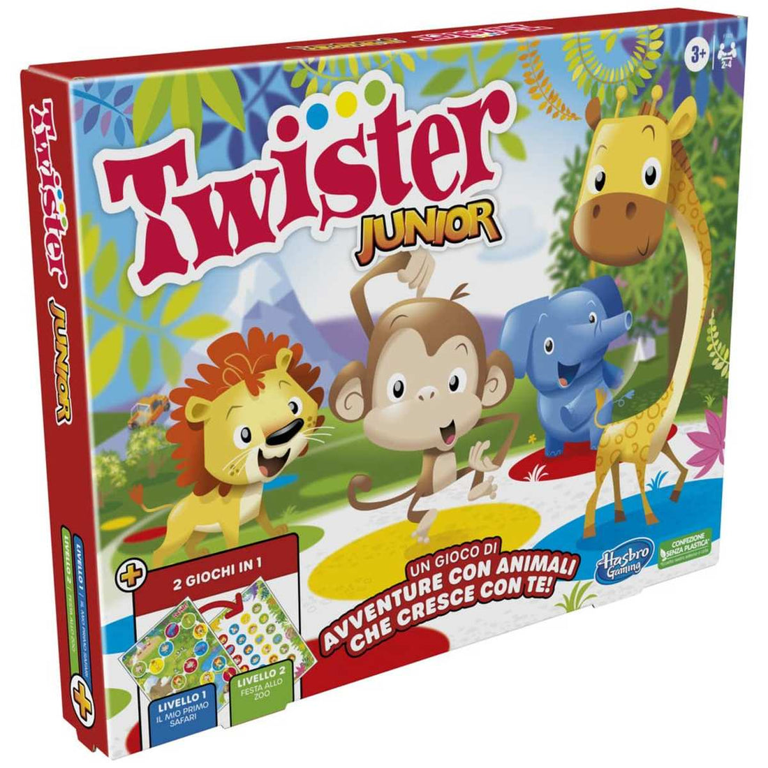 Hasbro Gaming Twister Junior Brettspiel mit Front-Rück-Matte 2-in-1 Multiplayer 2 - 4 Spieler 3+