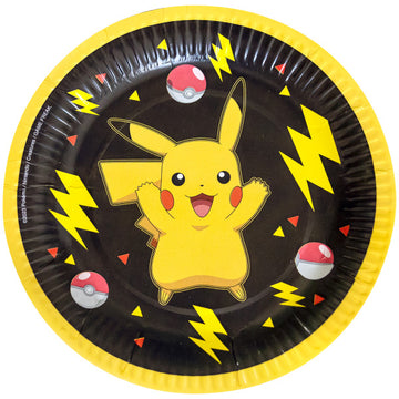 amscan Pokémon Papp-Dessertteller für Kindergeburtstag, Partyteller, Einwegteller, 8 Stück  9917105-66