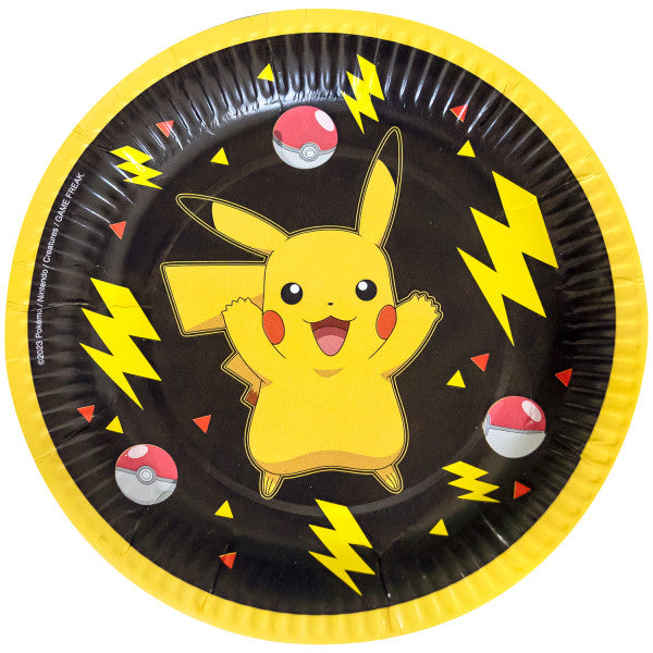 amscan 9917105-66 Pokémon Papp-Dessertteller für Kindergeburtstag, Partyteller, Einwegteller, 8 Stück