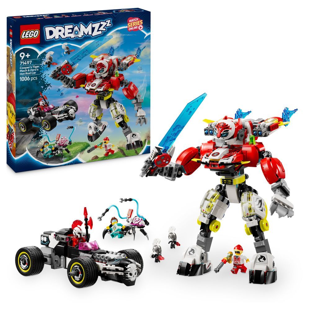 LEGO® Dreamzzz™ 71497 Coopers Tiger-Mech und Zero's Hot Rod Auto